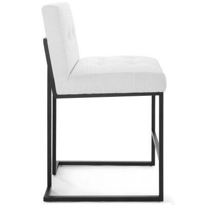 Privy Black Stainless Steel Upholstered Fabric Counter Stool by Modway