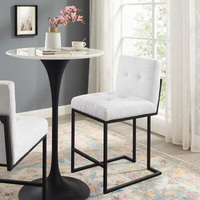 Privy Black Stainless Steel Upholstered Fabric Counter Stool by Modway