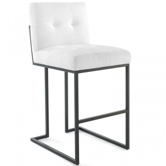 Privy Black Stainless Steel Upholstered Fabric Bar Stool by Modway