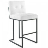 Privy Black Stainless Steel Upholstered Fabric Bar Stool by Modway