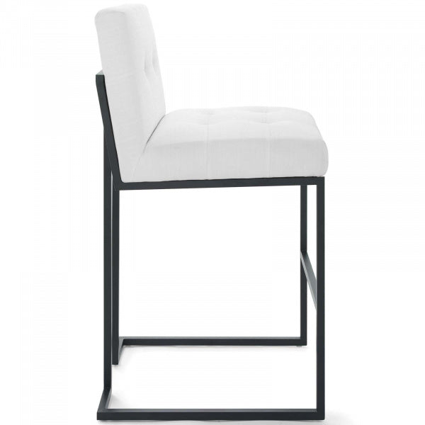 Privy Black Stainless Steel Upholstered Fabric Bar Stool by Modway