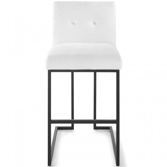 Privy Black Stainless Steel Upholstered Fabric Bar Stool by Modway