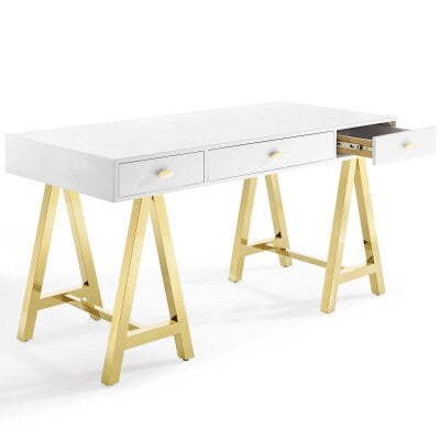 Jettison Office Desk Gold White by Modway