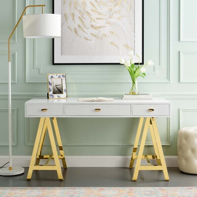 Jettison Office Desk Gold White by Modway