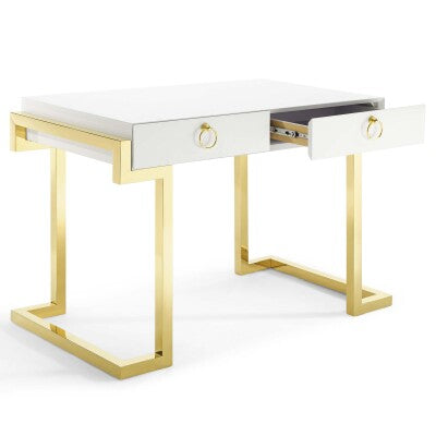 Ring Office Desk Gold White by Modway