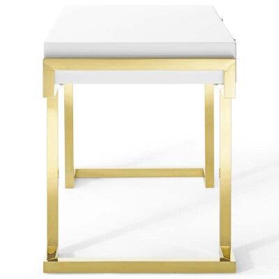 Ring Office Desk Gold White by Modway