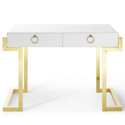 Ring Office Desk Gold White by Modway