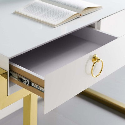 Ring Office Desk Gold White by Modway