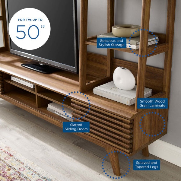 Render TV Stand Entertainment Center Walnut by Modway