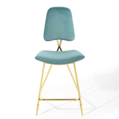 Ponder Performance Velvet Counter Stool | Polyester by Modway