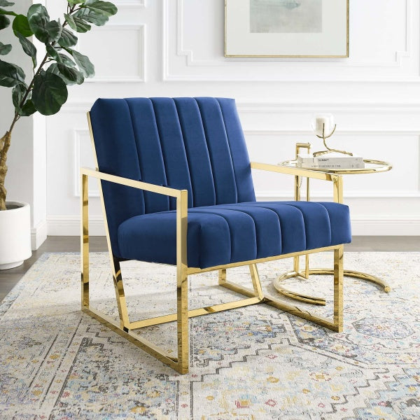 Inspire Channel Tufted Performance Velvet Armchair | Polyester by Modway