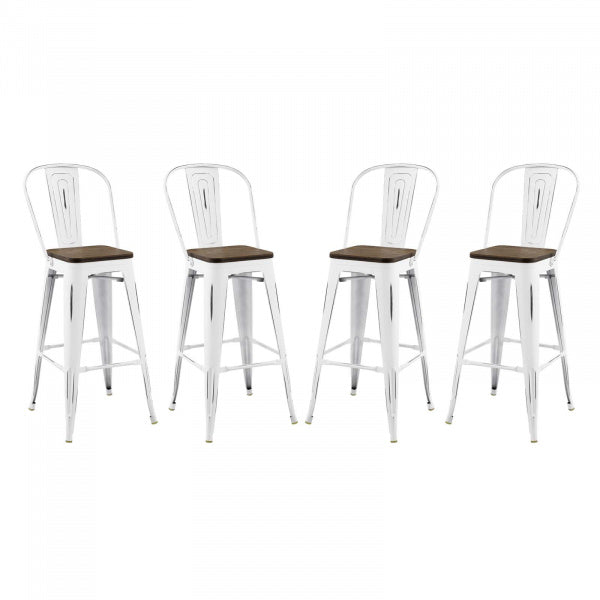 Promenade Bar Stool Metal Set of 4 Brown by Modway