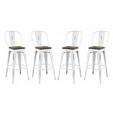 Promenade Bar Stool Metal Set of 4 Brown by Modway