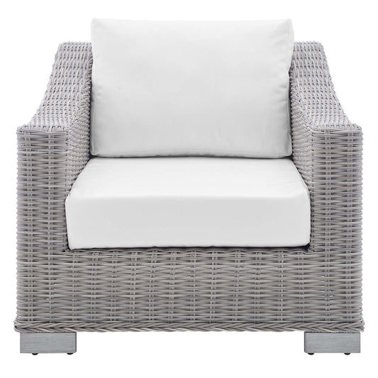 Conway Outdoor Patio Wicker Rattan Armchair in Light Gray White by Modway