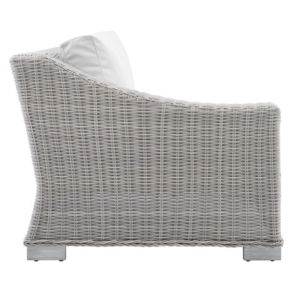 Conway Outdoor Patio Wicker Rattan LeftArm Chair Light Gray White by Modway