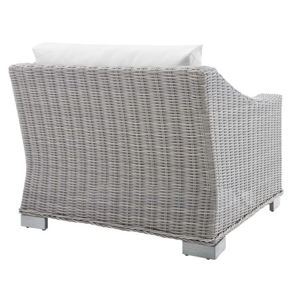 Conway Outdoor Patio Wicker Rattan LeftArm Chair Light Gray White by Modway