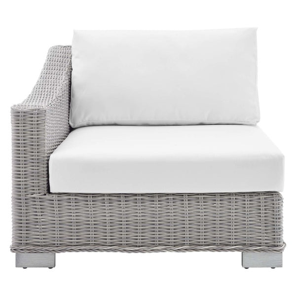 Conway Outdoor Patio Wicker Rattan LeftArm Chair Light Gray White by Modway