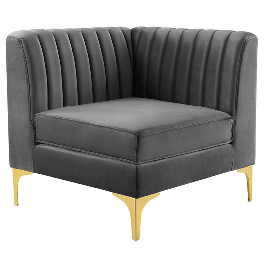 Triumph Channel Tufted Performance Velvet Sectional Sofa Corner Chair by Modway