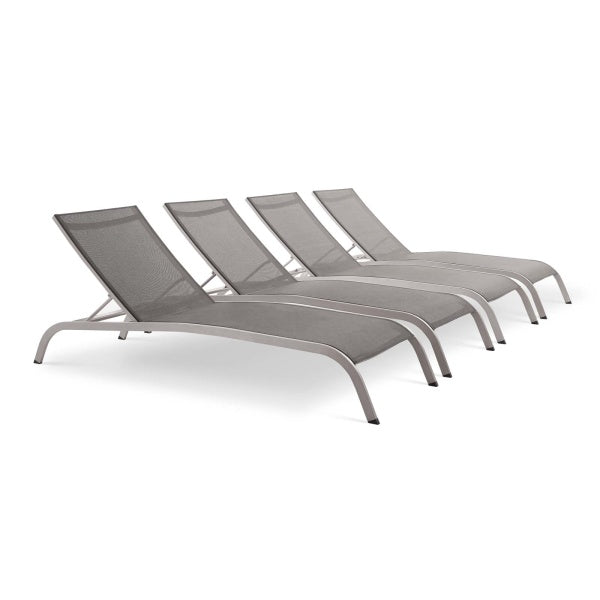 Savannah Outdoor Patio Mesh Chaise Lounge Set of 4by Modway