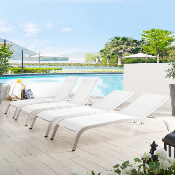 Savannah Outdoor Patio Mesh Chaise Lounge Set of 4by Modway