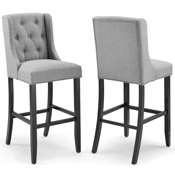 Baronet Bar Stool Upholstered Fabric Set of 2 | Polyester by Modway