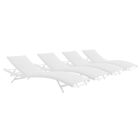 Glimpse Outdoor Patio Mesh Chaise Lounge Set of 4 by Modway