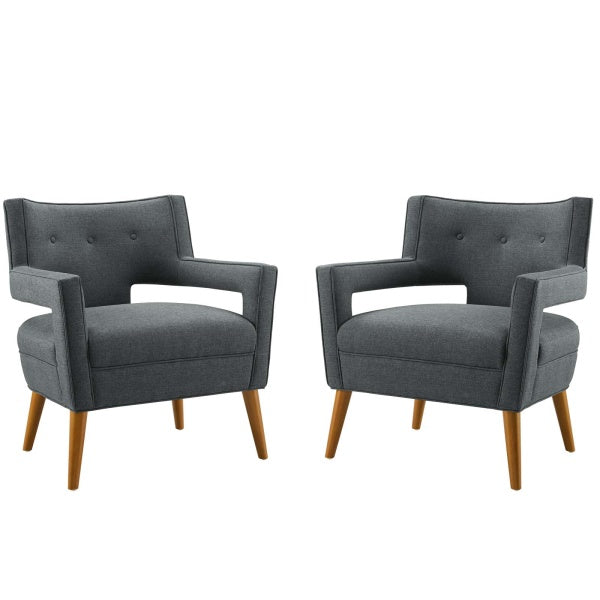 Sheer Upholstered Fabric Armchair Set of 2 | Polyester by Modway