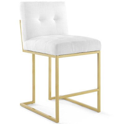 Privy Gold Stainless Steel Upholstered Fabric Counter Stool Set of 2 by Modway