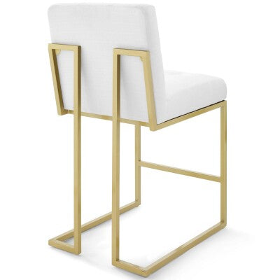 Privy Gold Stainless Steel Upholstered Fabric Counter Stool Set of 2 by Modway