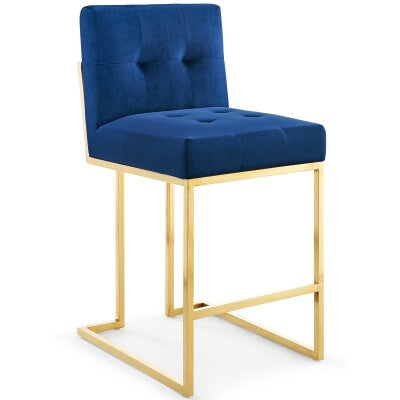 Privy Gold Stainless Steel Performance Velvet Counter Stool Set of 2 by Modway