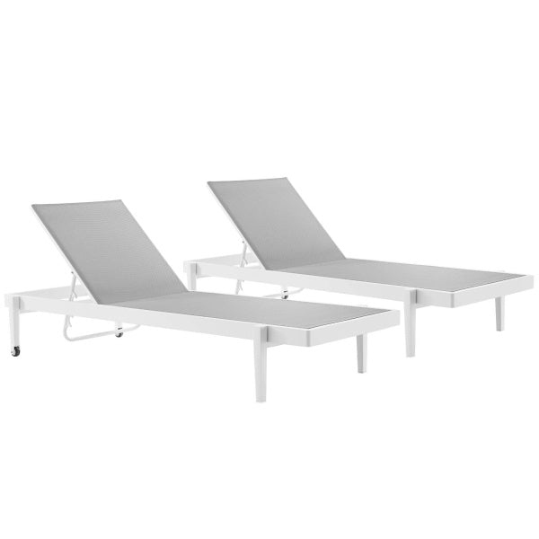 Charleston Outdoor Patio Aluminum Chaise Lounge Chair White Gray by Modway