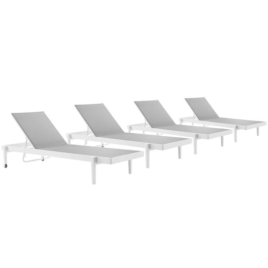 Charleston Outdoor Patio Aluminum Chaise Lounge Chair White Gray by Modway