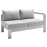 Shore Sunbrella Fabric Aluminum Outdoor Patio RightArm Loveseat Silver Navy by Modway