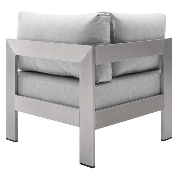 Shore Sunbrella Fabric Aluminum Outdoor Patio Corner Sofa Silver Gray by Modway