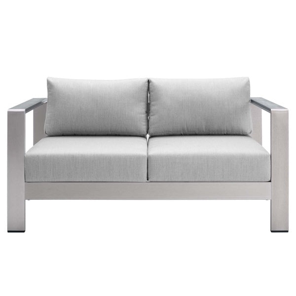Shore Sunbrella Fabric Aluminum Outdoor Patio Loveseat by Modway