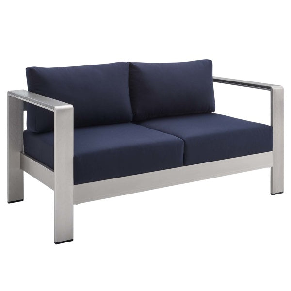 Shore Sunbrella Fabric Aluminum Outdoor Patio Loveseat by Modway