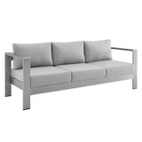 Shore Sunbrella Fabric Aluminum Outdoor Patio Sofa Silver Gray by Modway