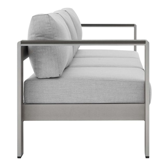 Shore Sunbrella Fabric Aluminum Outdoor Patio Sofa Silver Gray by Modway