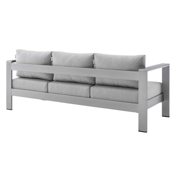 Shore Sunbrella Fabric Aluminum Outdoor Patio Sofa Silver Gray by Modway