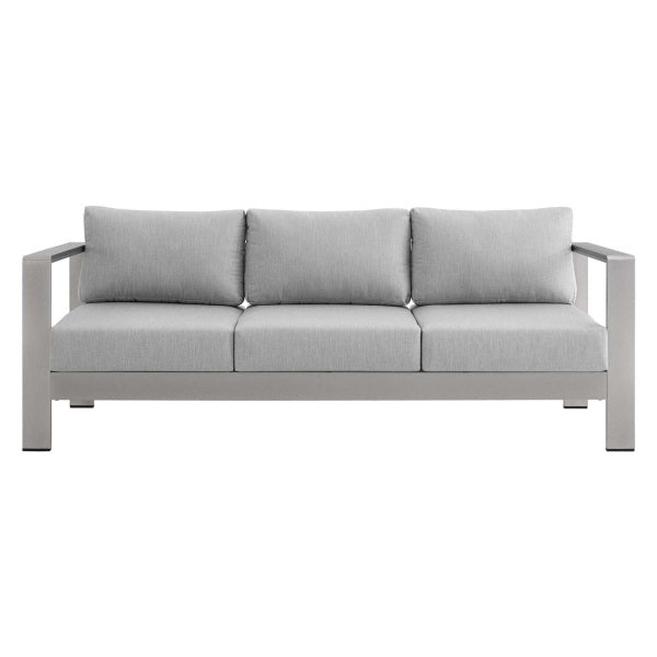 Shore Sunbrella Fabric Aluminum Outdoor Patio Sofa Silver Gray by Modway