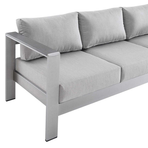 Shore Sunbrella Fabric Aluminum Outdoor Patio Sofa Silver Gray by Modway