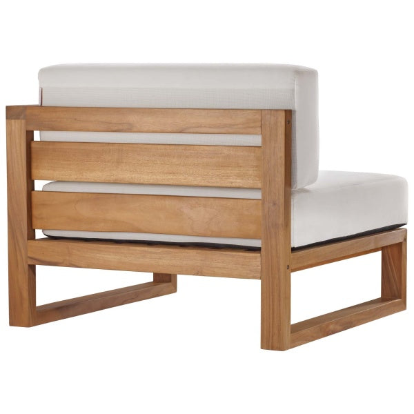Upland Outdoor Patio Teak Wood 4-Piece Sectional Sofa Set Natural White by Modway
