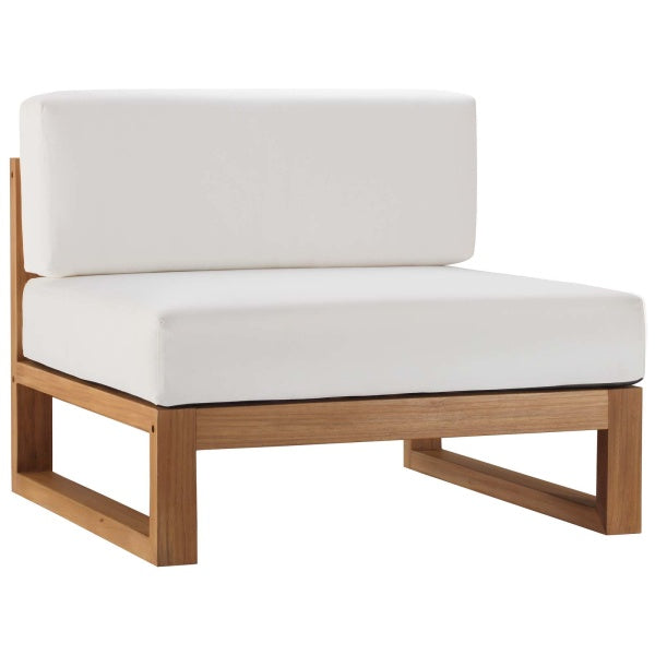 Upland Outdoor Patio Teak Wood 4-Piece Sectional Sofa Set Natural White by Modway