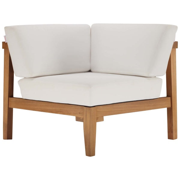 Bayport Outdoor Patio Teak Wood 3-Piece Sectional Sofa Set Natural White by Modway