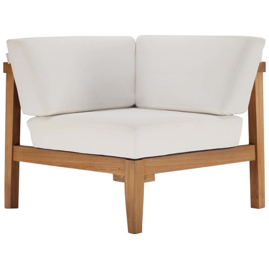 Bayport Outdoor Patio Teak Wood 3-Piece Sectional Sofa Set Natural White by Modway