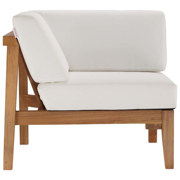 Bayport Outdoor Patio Teak Wood 3-Piece Sectional Sofa Set Natural White by Modway