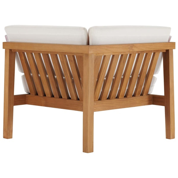 Bayport Outdoor Patio Teak Wood 3-Piece Sectional Sofa Set Natural White by Modway