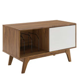 Envision Vinyl Record Display Stand Walnut White | Fiber By Modway