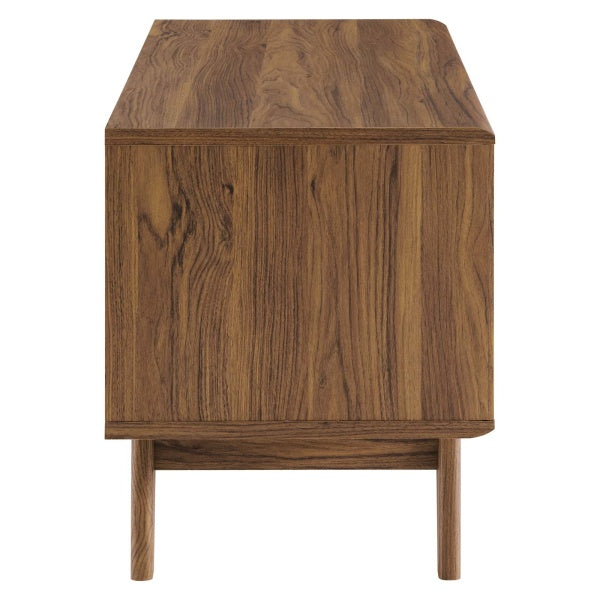 Envision Vinyl Record Display Stand Walnut White | Fiber By Modway