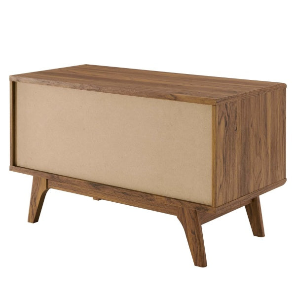 Envision Vinyl Record Display Stand Walnut White | Fiber By Modway